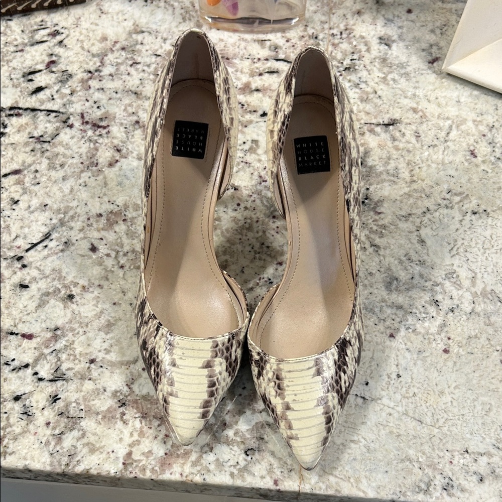White House Black Market Cream and Brown Heels
